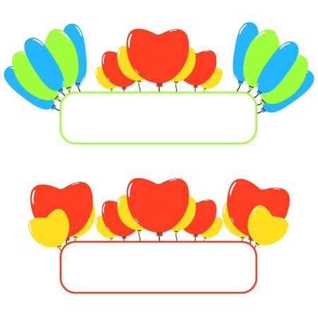Colourful vector frames with balloons. Invitation border.のイラスト素材