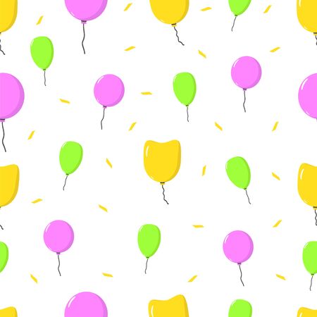 Colourful pattern with balloons. Flying ballons and confetti .の写真素材