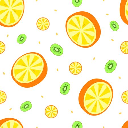 Modern fruits seamless pattern, great design for any purposes. Vector fashion background.のイラスト素材