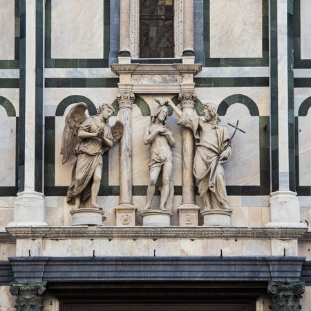 The statues above the door of Paradise, Baptistery of San Giovanni, Florence. THE BAPTISM OF CHRISTの写真素材