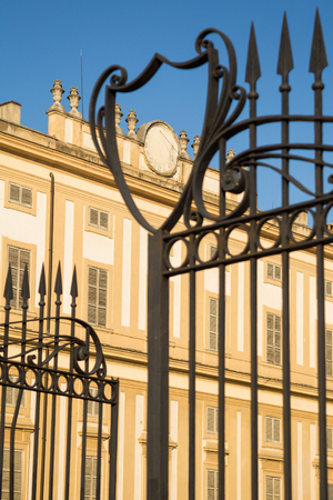 Iron gate of Villa Reale's gardens in Monza, Italy. Lombardyのeditorial素材