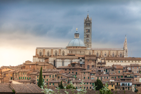 Panorama of Siena, Tuscany, Italy with beautiful dome of Siena Cathedralの写真素材
