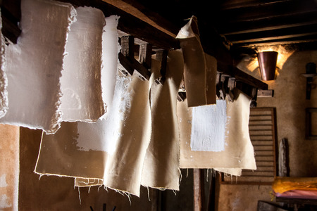 Ancient paper mill. Old traditional process of paper productionの写真素材