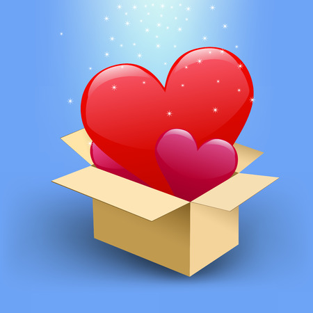 Hearts in box のイラスト素材