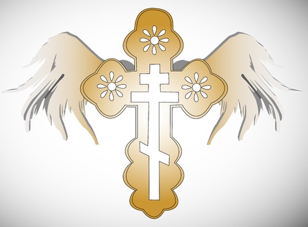 Cross with wings illustrationのイラスト素材