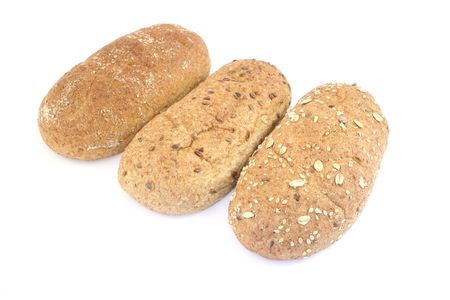 three black bread isolated on whiteの写真素材