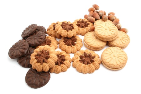 biscuits with hazelnut isolated on white