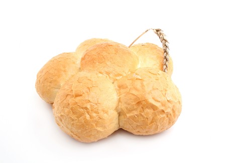 bread with wheat isolated on white