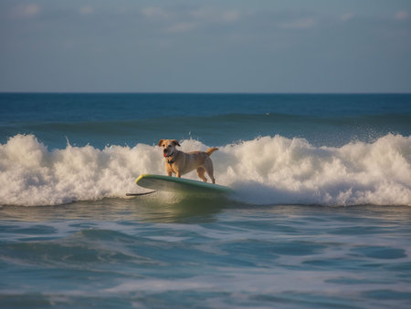 happy dog surferの素材
