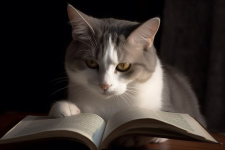 The cat reads the bookの素材
