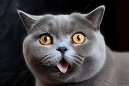 The cat looks in surpriseの素材