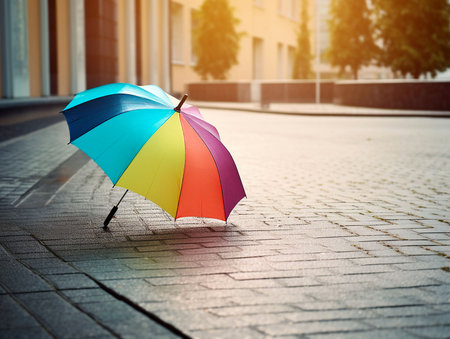 colorful umbrella on the streetの素材