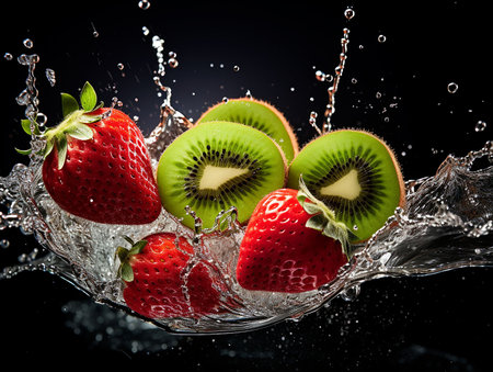 fruit with splash in water.generated iaの素材