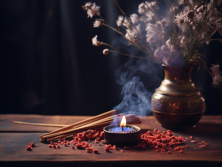 spa resort tropical flowers candle blur light towel cozy relaxing salonの素材