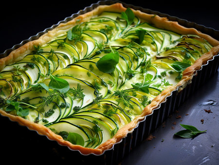 Homemade savory pie with zucchini. generated AIの素材