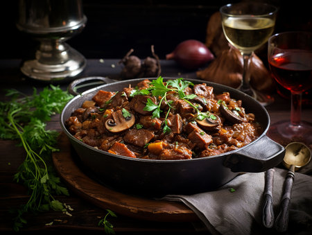 stew with mushrooms. meat stew with mushrooms. generated AIの素材