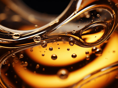 drops of oil inoil drops in the water on a dark background. generated iaの素材
