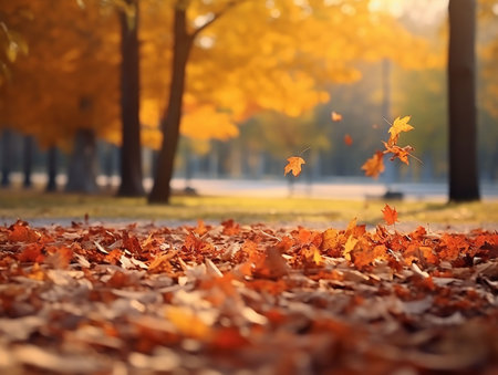 Beautiful autumn landscape with colored foliage in the park.の素材