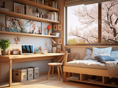 Modern decorations for children's bedrooms in Japanese style. generated aiの素材