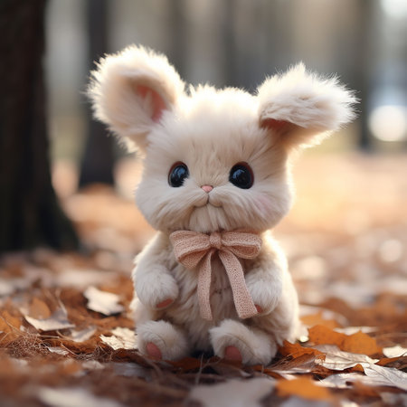 little fluffy bunny in autumn garden. generated aiの素材