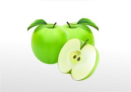 Green apples on a white backgroundのイラスト素材