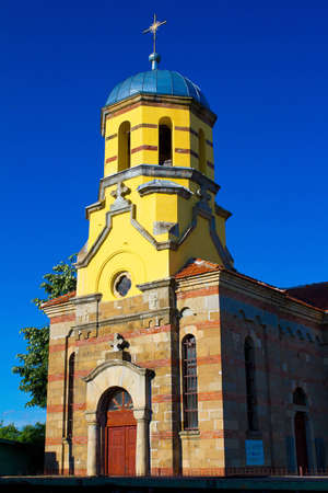 Landscape with the church in bulgarian village Ilakov Rat