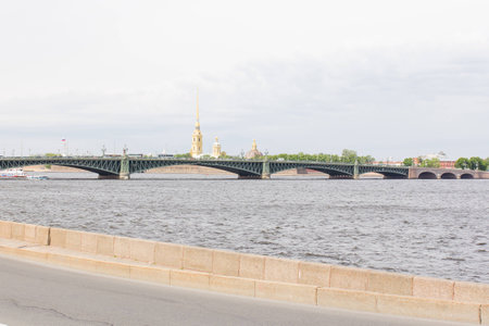 A view to old bridge in Saint Petersburgの写真素材