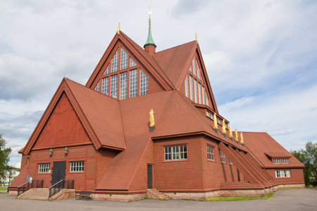 A view on a construction of new city church in Swedenの写真素材