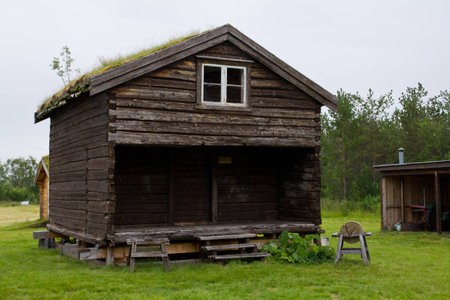 A scenic photo of old norwegian traditional houseの写真素材