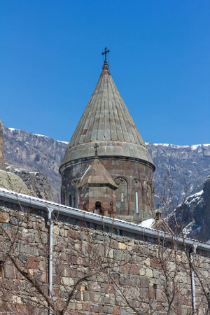The building is an ancient Christian Armenian church in Gegardの写真素材