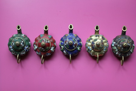 Gorgeous oriental tea kettle arrangementの写真素材