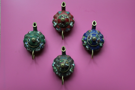 Gorgeous oriental tea kettle arrangementの写真素材