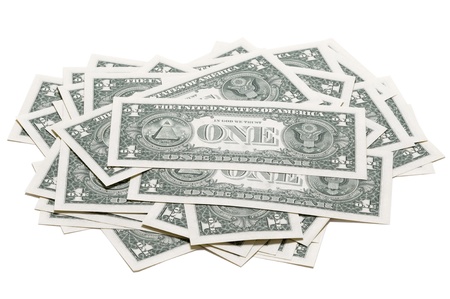 one dollar bills isolated