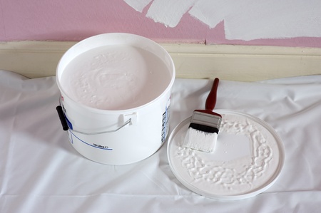 paint and brush for deoratingの写真素材