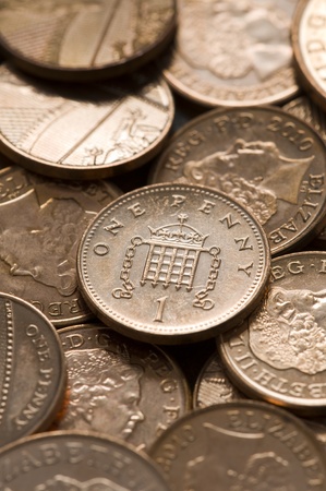 full frame image of british sterling penniesの写真素材