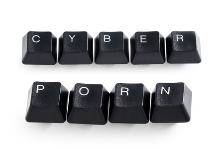 computer keys spelling cyber pornの写真素材