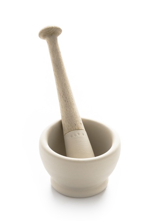 pestle and mortar isolated on white backgroundの写真素材
