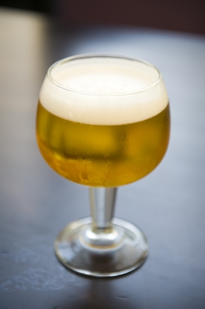 one glass of cold beer or lagerの写真素材