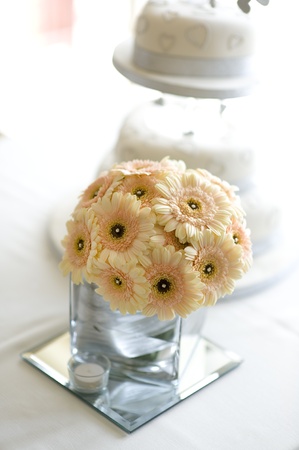 wedding bouquet of gerbera flowers with cakeの写真素材