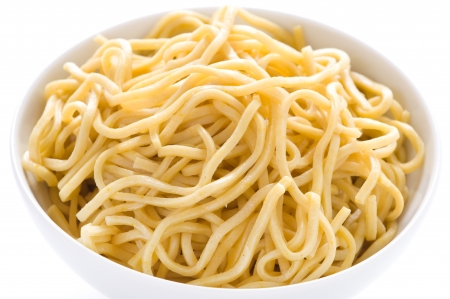 plain egg noodles in a bowlの写真素材
