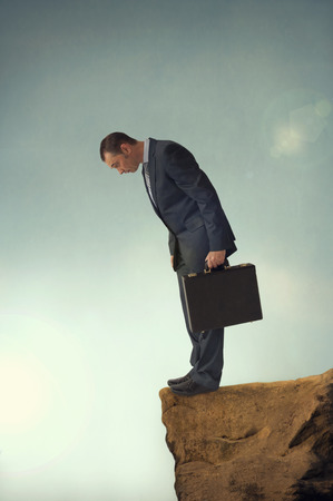 businessman facing a difficult challenge conceptの写真素材