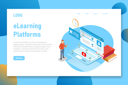 Online learning landing page templateのイラスト素材