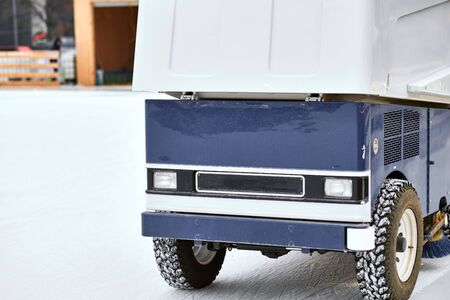 Ice resurfacing machine ,Ice resurfacer, resurfacing the ice rink in the central park of the townの写真素材