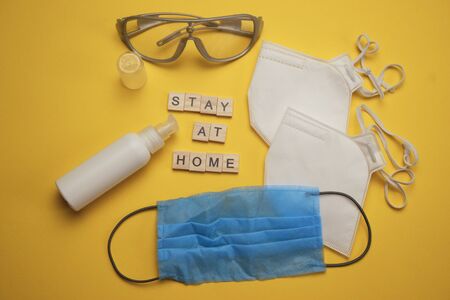 safety first concept with personal protection for workers on bright backgroundの写真素材