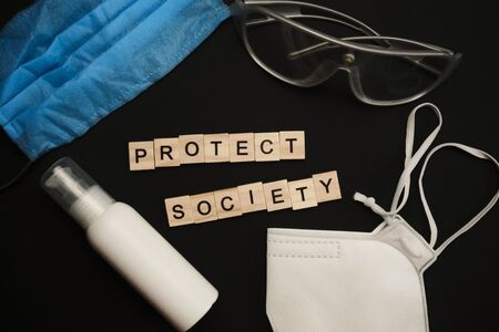 safety first concept with personal protection for workers on bright backgroundの写真素材