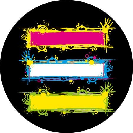 Vector colored abstract frames with paint and blotsのイラスト素材