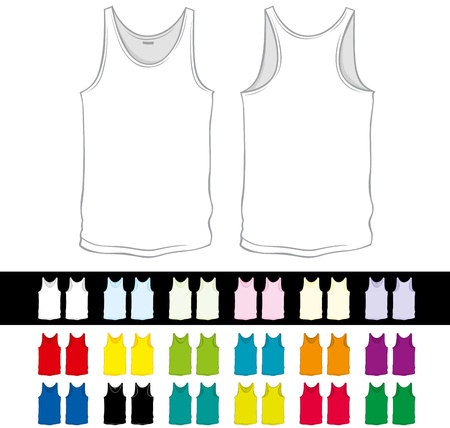 Vector blank undershirt of a different color isolated on white and blackのイラスト素材