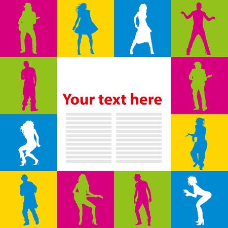 vector card with dancing peopleのイラスト素材