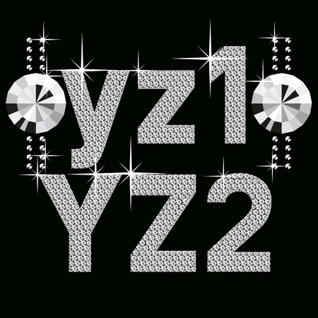 vector set of diamond letters and numbers big and smallのイラスト素材