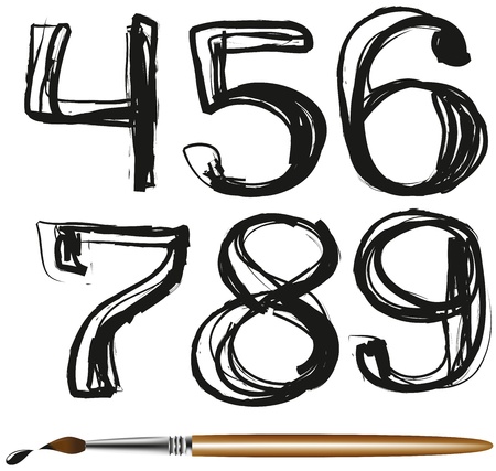 vector chalk sketch letters and numbers isolated on white backgroundのイラスト素材